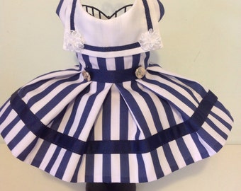 Sailor dog dresses for small breed dogs, designer dog clothes, custom dog outfits, holiday party dresses, pet clothes, dog dresses, XS dress