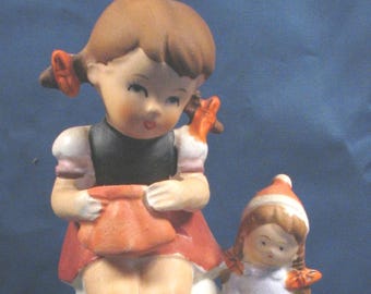 Vintage Stauffer Ceramic Girl Figurine - Playtime