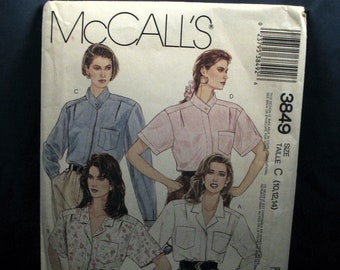 Vintage McCalls Sewing Pattern 3849 Misses Blouses Size 10.12.14