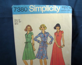 Vintage Simplicity Pattern 7380  Misses Dress and Two Piece Dress Size 12