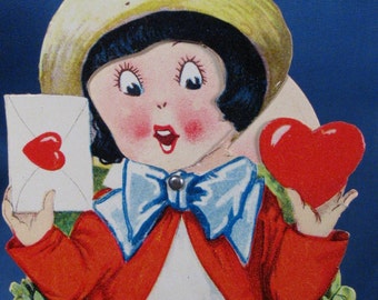 1930's Childrens Valentine Card with Moving Face