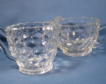 Vintage Pressed Glass Sugar and Creamer Set