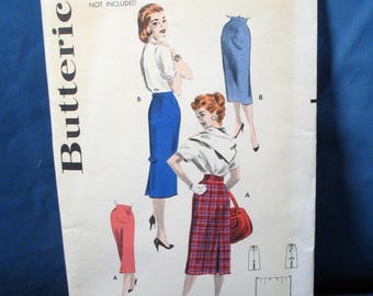 Vintage Butterick Sewing Pattern Misses Skirt, Waist 30 inches