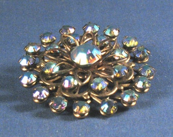 Vintage Blue Rhinestone Brooch