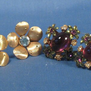 Vintage Screw on Earrings Set of Two Pairs image 1