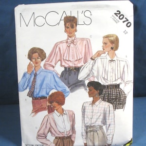 Vintage McCalls pattern 2070 Misses Blouses Size 12 - 1985