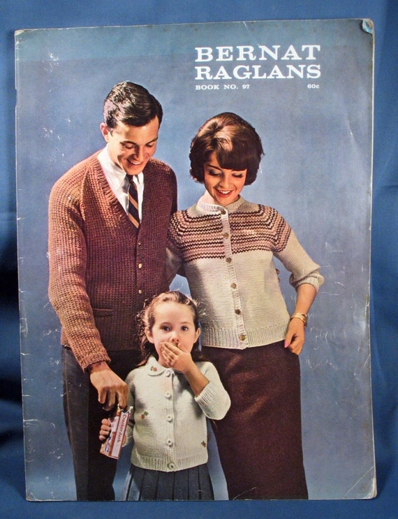 Vintage Bernat Raglans Knitting Patterns 1961