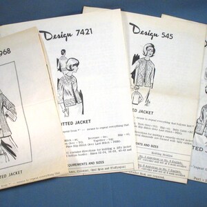 Four Vintage 1960s Knitting Patterns - Womens Jackets