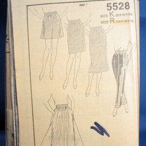 Vintage Misses Pattern 5528 - Skirts, Shorts and Trousers, Size 14, 16 and 18