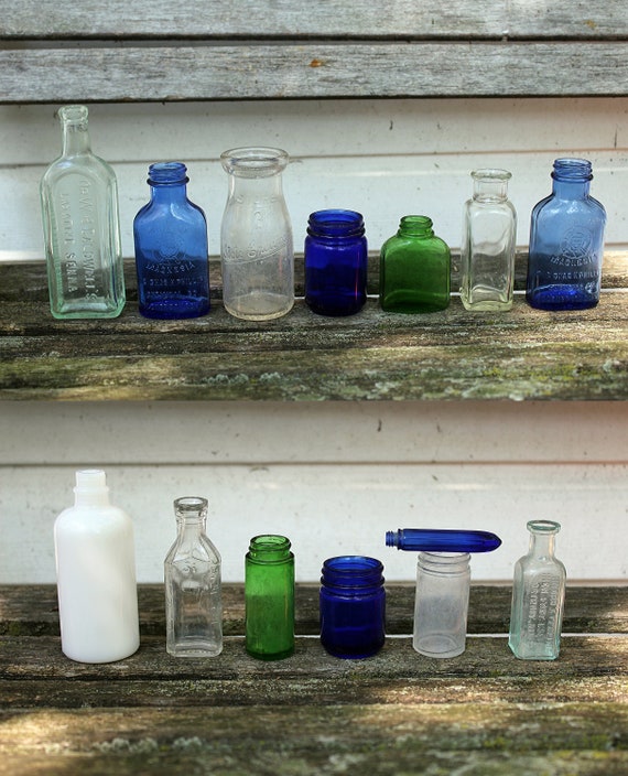 1920s 1940s Vintage Antique Small Glass Bottles Apothecary Etsy