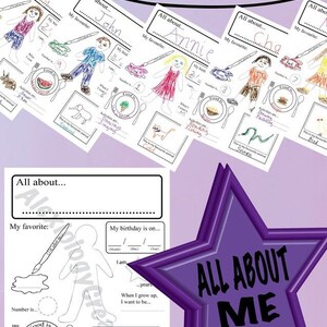 All about me, printable, digital download.