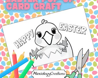 Druckbare Osterkarte für Kinder | Pop-Up Küken Handwerk | DIY Osteraktivität | Sofort Download