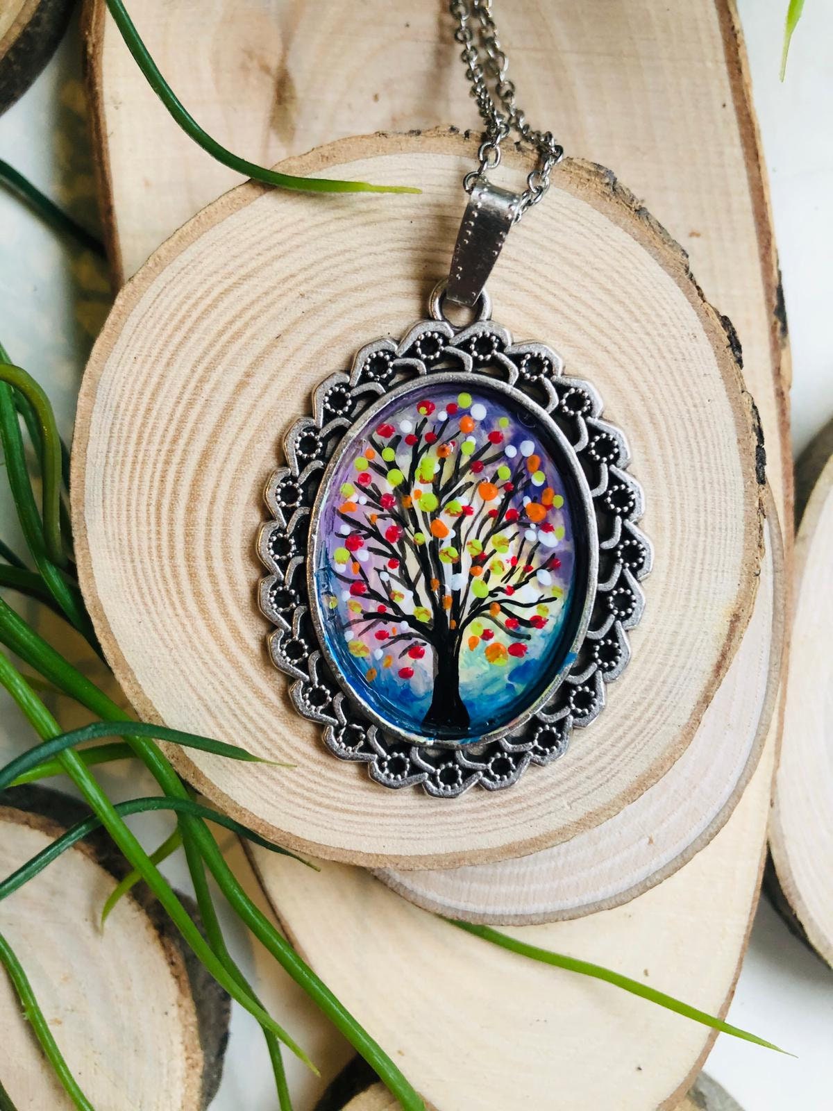 HANDMADE PAINTING NECKLACEBeautiful GiftGreat DesignFriend Etsy