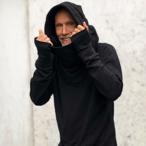 Ninja hoodie Futuristic clothing post apocalyptic clothing Cyberpunk clothing oversized sweater Aesthetic clothing Hip hop hoodie