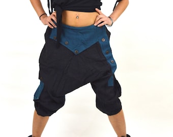 Drop crotch shorts Alternative clothing Psy trance clothing Post apocalyptic Tribal fusion Psy trance shorts Baggy festival shorts