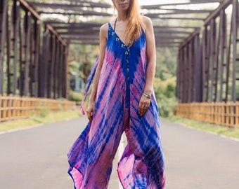 Purple silk robe Hippie Jumpsuit Flared jumpsuit Silk Jumpsuit Trouser suit Jumpsuit women 70s jumpsuit Alternative clothing hippie clothes