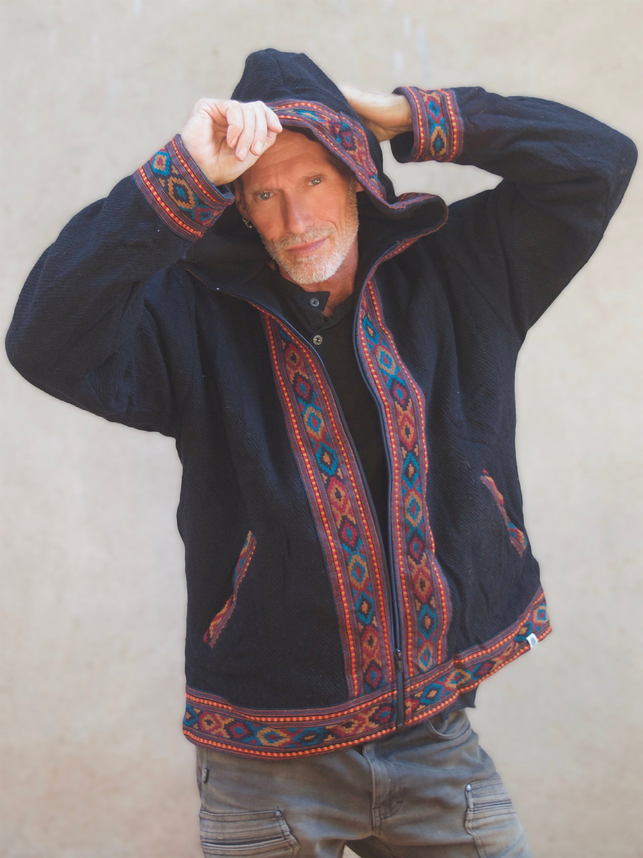Womans Black Winter Jacket Mens Tribal 
