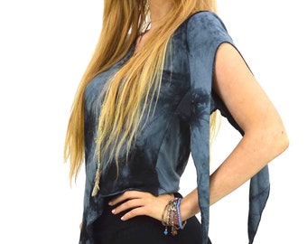 Tie dye top Fairy goth top Medieval top Psy trance clothing Asymmetrical top Fairy top Pixie clothing Hippie clothes Alternative clothing