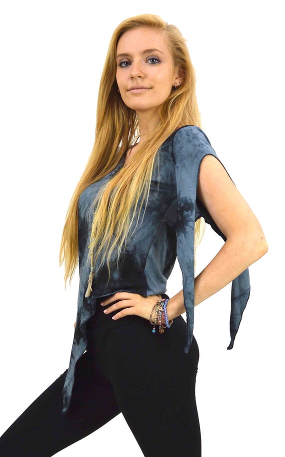Tie dye top Fairy goth top Medieval top Psy trance clothing Asymmetrical top Fairy top Pixie clothing Hippie clothes Alternative clothing