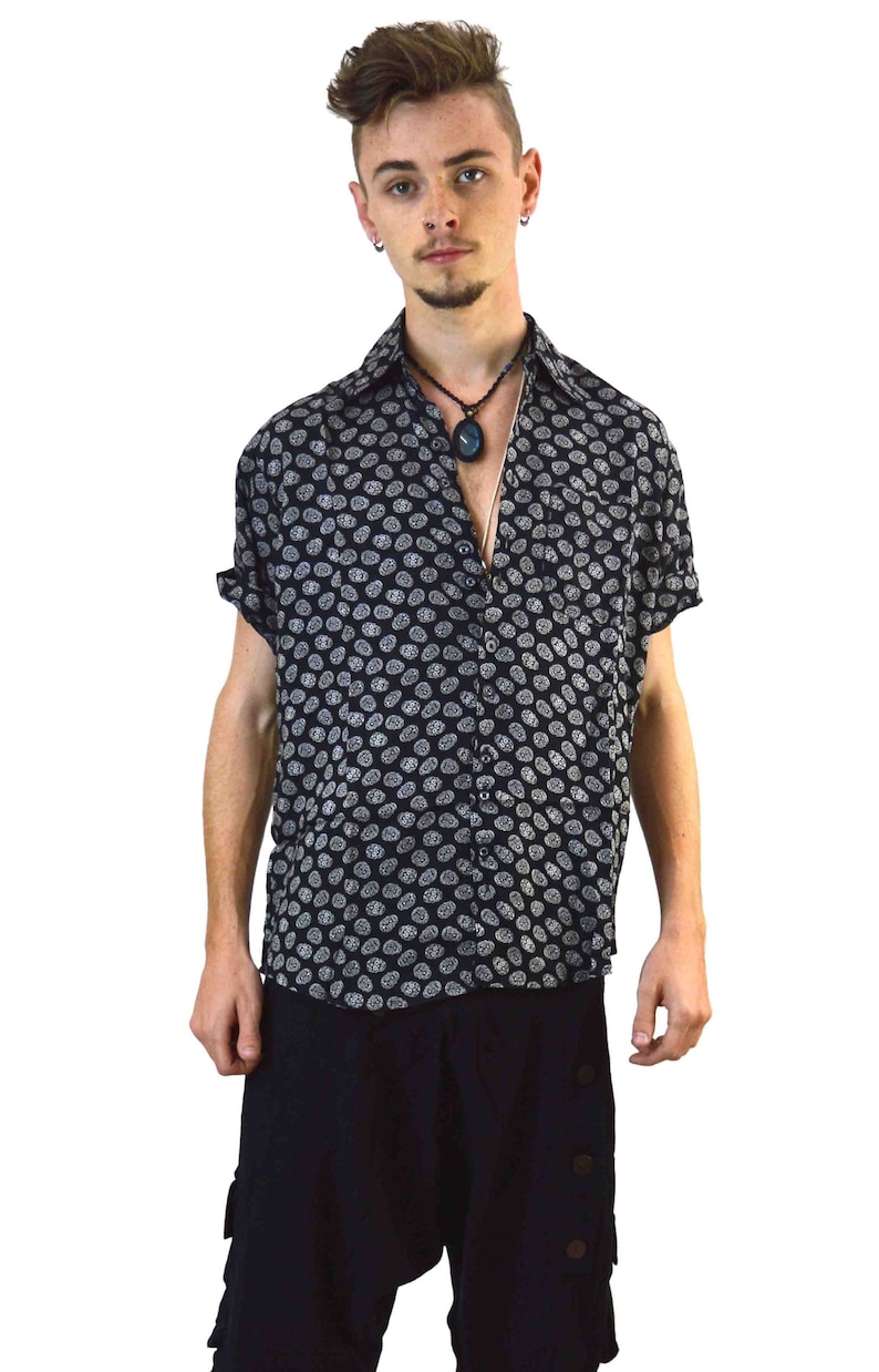 Psychedelic shirt Psy festival shirt Mens patterned shirt Hippie clothes Cool summer shirt Aesthetic clothing Burning man costumes