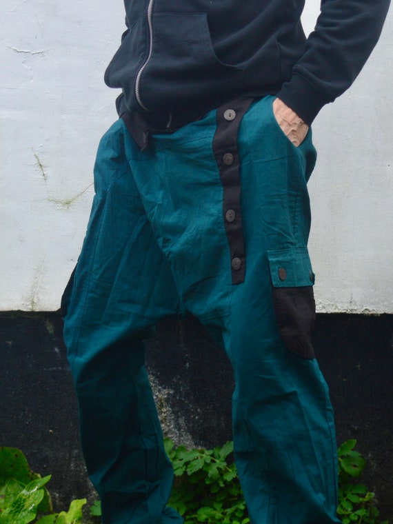 Pantalon de Travail Homme Style Cargo Multi Poches Taille Élastique  Cheville Élastique - Bleu Royal