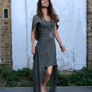 Long medieval dress Pagan clothing Gothic dress Sexy steampunk dress Distressed steampunk clothing Alternative clothing Gothic clothing