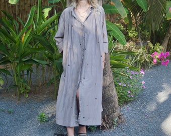 Goddess dress Long sleeve dress Boho shirt dress Medieval dress Button up dress Dress with pockets Long flowing dress Summer boho Dress