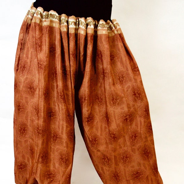 Silk Boho pants Bohemian pants Tribal fusion pants funky boho harem Harem pants Ali baba pants Women Alternative clothing Boho yoga pants