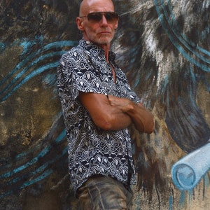 mens patterned shirt hippie clothes Hippie shirt psychedelic shirt Goa Psy trance Aesthetic clothing burning man costumes festival clothing