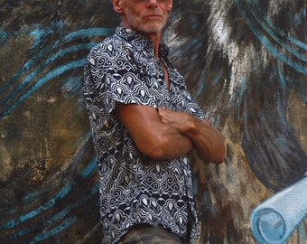 mens patterned shirt hippie clothes Hippie shirt psychedelic shirt Goa Psy trance Aesthetic clothing burning man costumes festival clothing