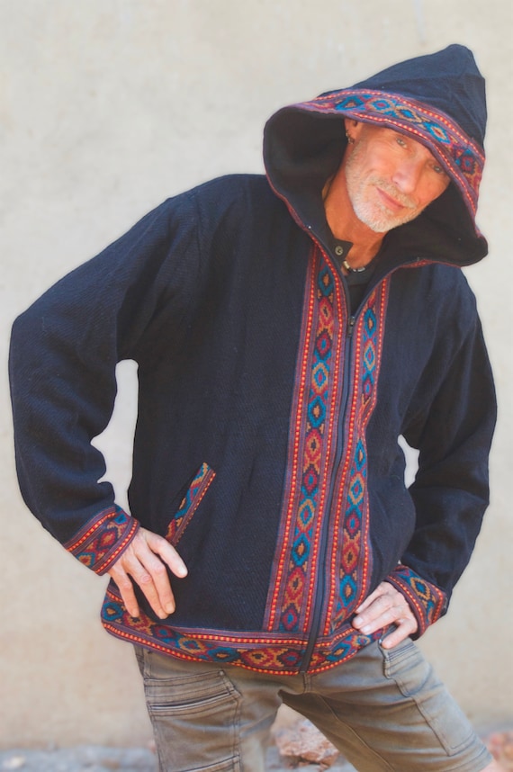 Warm tribal winter jacket women Men's tribal winter jacket Handmade tribal winter jacket Winter hoody Outdoor Jacket Mens hippie jacket