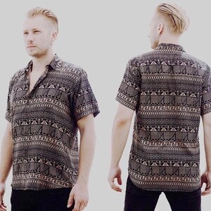 mens patterned shirt hippie clothes Hippie shirt psychedelic shirt Goa Psy trance Aesthetic clothing burning man costumes festival clothing
