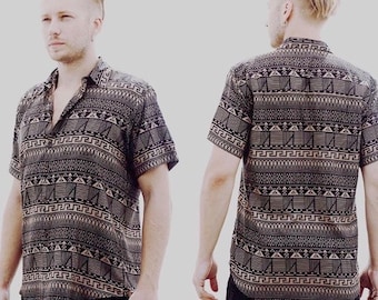 mens patterned shirt hippie clothes Hippie shirt psychedelic shirt Goa Psy trance Aesthetic clothing burning man costumes festival clothing