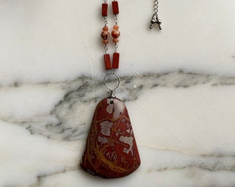 Noreena Jasper Gemstone Stainless Steel Wire Wrapped Necklace