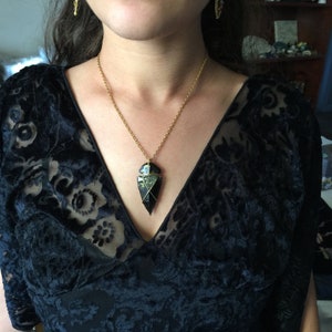 Black Obsidian Wire Wrapped Arrowheads With Crushed Pyrite Pendants - Raw Crystal Jewelry - Healing Jewelry
