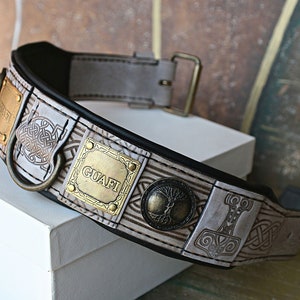Big dog collar, THOR, Wide leather dog collar, Custom dog collar with name, MJOLLNIR, Yggdrasil, Kangal, Mastiff, DDB collar, St. Bernard