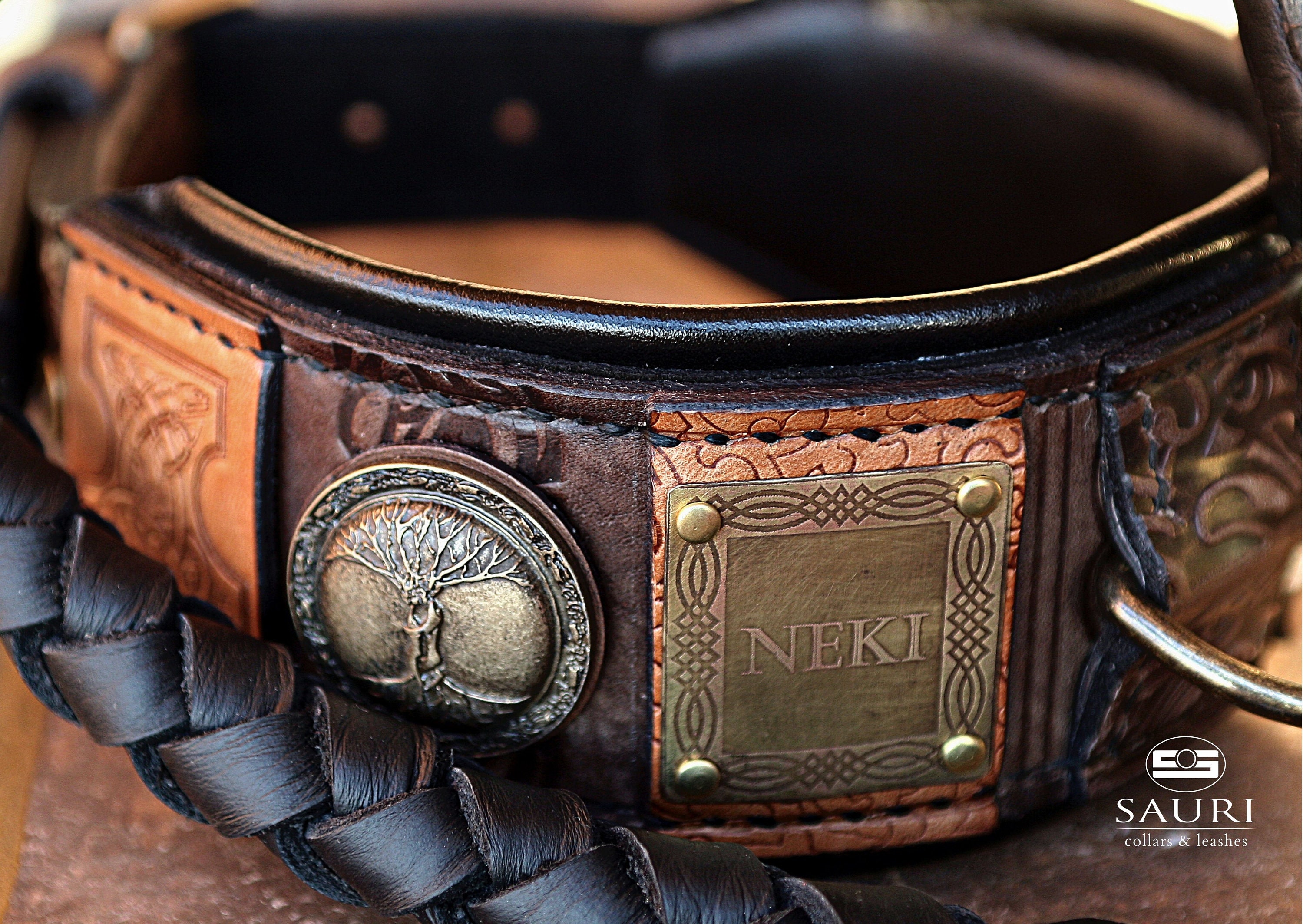 Personalized Dog Collar With Black Leather Cushion IMPERIAL - Etsy