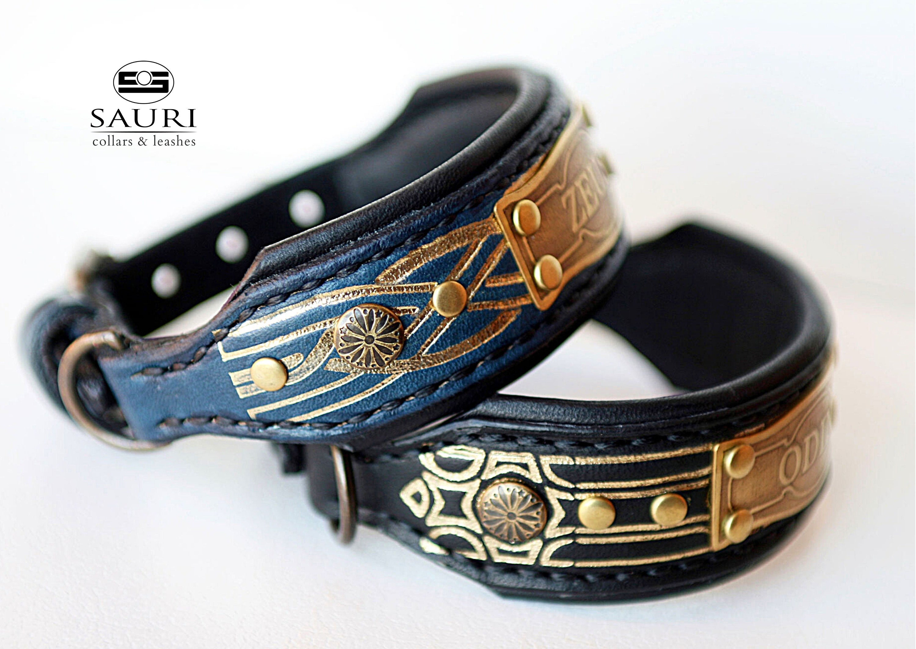 Custom leather dog hotsell collars and leashes