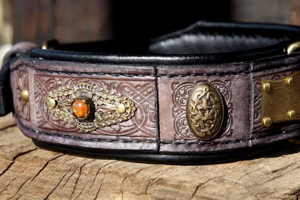 Rustic dog collar SARDI Schnauzer collar Irish Wolfhound Etsy