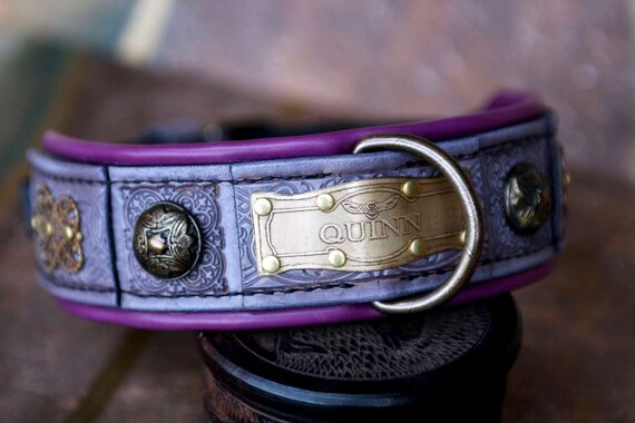Purple leather collar Clearance
