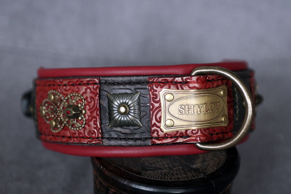 Custom Made Dog Show Collar CAROLINGIAN Leather Dog Collar Etsy