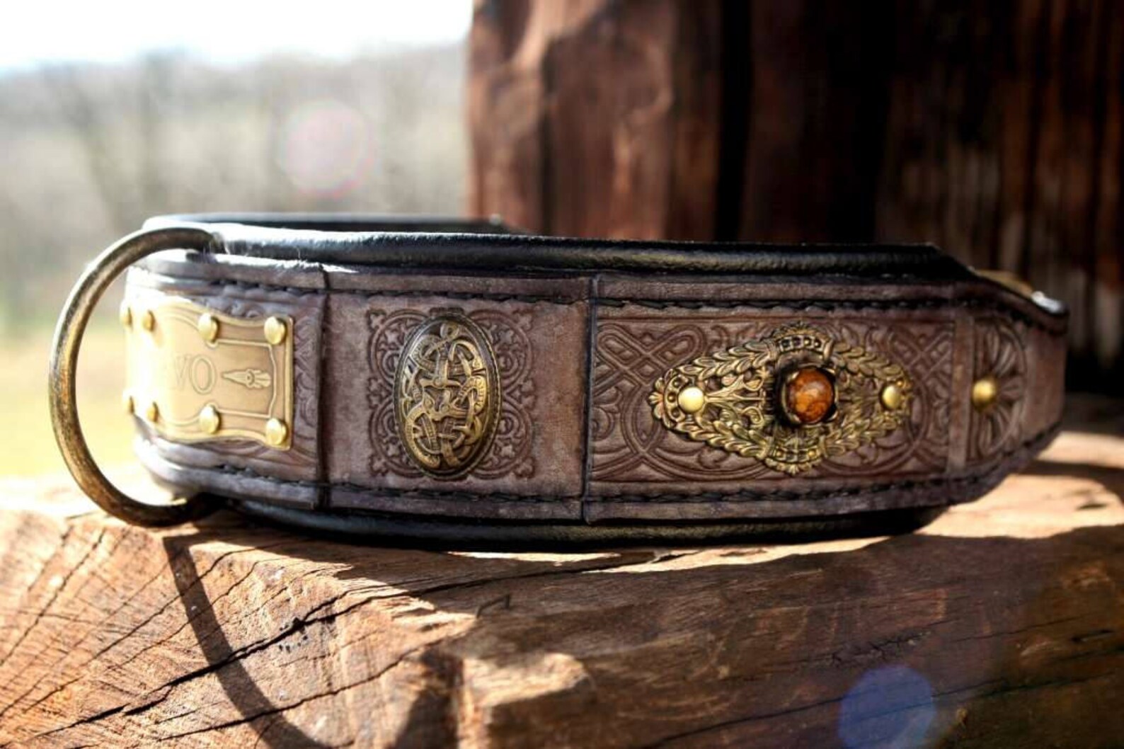 Rustic dog collar SARDI Schnauzer collar Irish Wolfhound Etsy