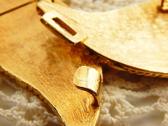 Steampunk Belt Buckle Large Hollywood Regency Gol… - image 8