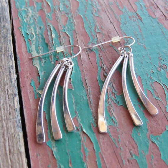 Silver Mirror Finished Plated Dangle Earrings Abs… - image 1