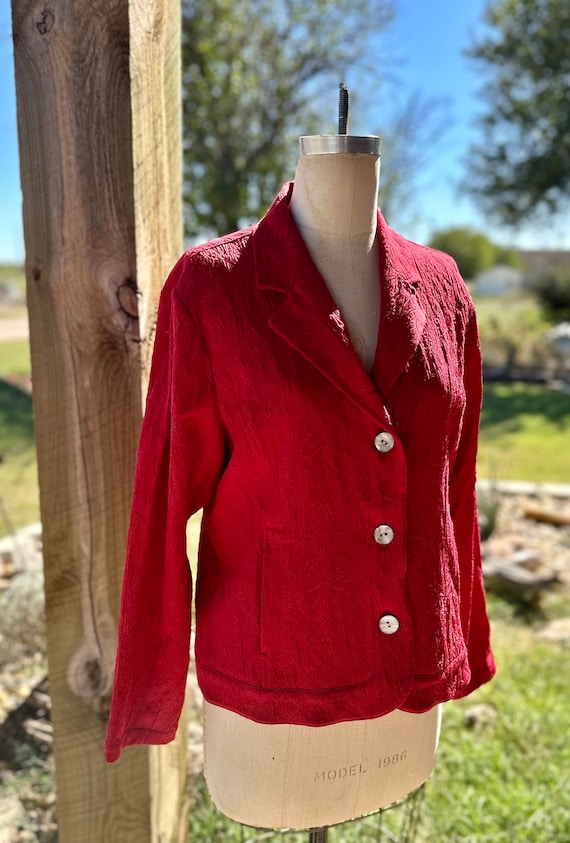 Chicos Brand Vintage Jacket Blazer Red Holiday Bro