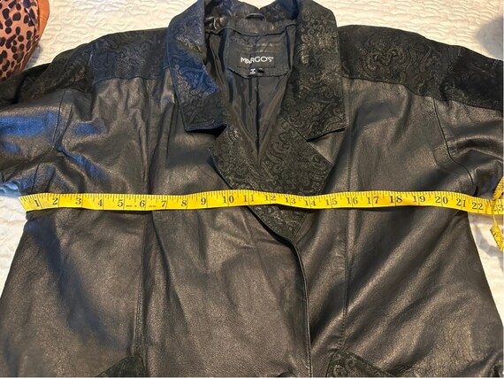 Leather Trench Coat Long Vintage 80s 90s. Black L… - image 8