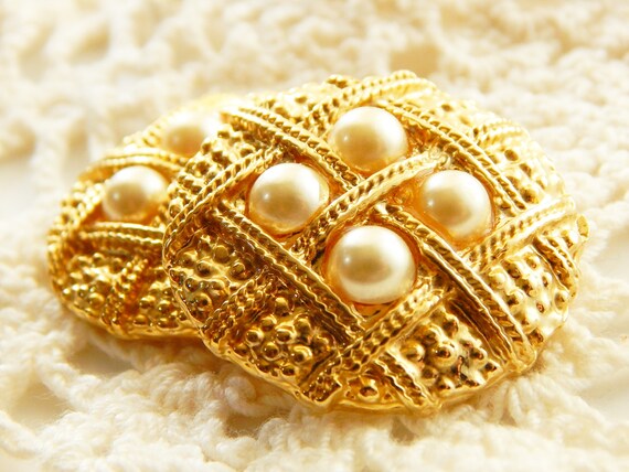 Faux Pearl Round Shoe Clips or Scarf Clip Set of … - image 9