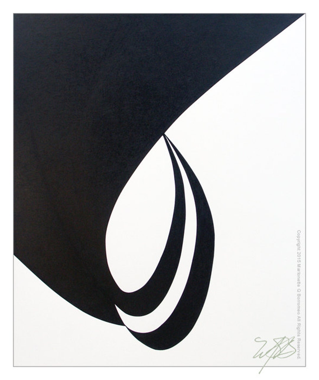 Almond Contemporary Art, Abstract Oval Art, Minimal Black White Art ...