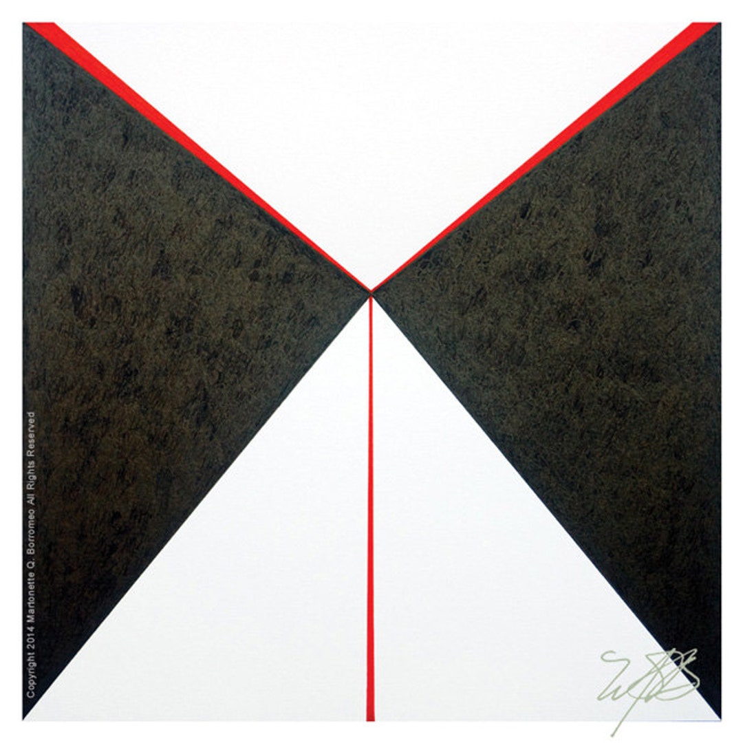 Triangle Abstract Art,red Lines Contemporary Wall Art,pyramid Minimal ...