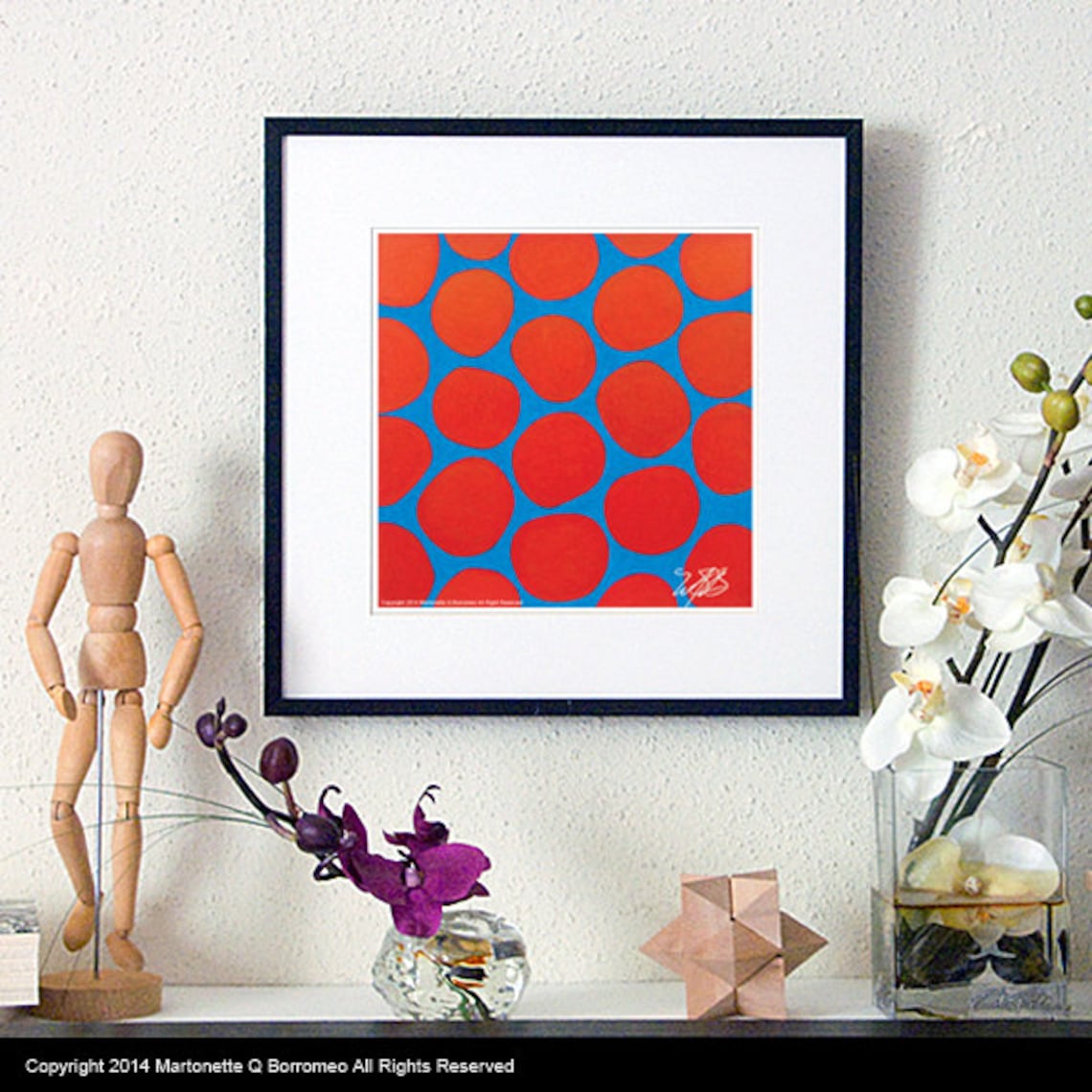 Geometric Art Red Seeds Red Blue Geometric Abstraction Etsy